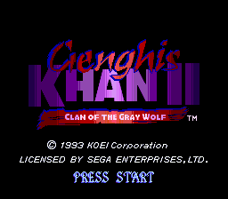 Genghis Khan II - Clan of the Gray Wolf (USA) Title Screen